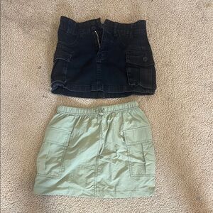 Black and Green Cargo Skirts